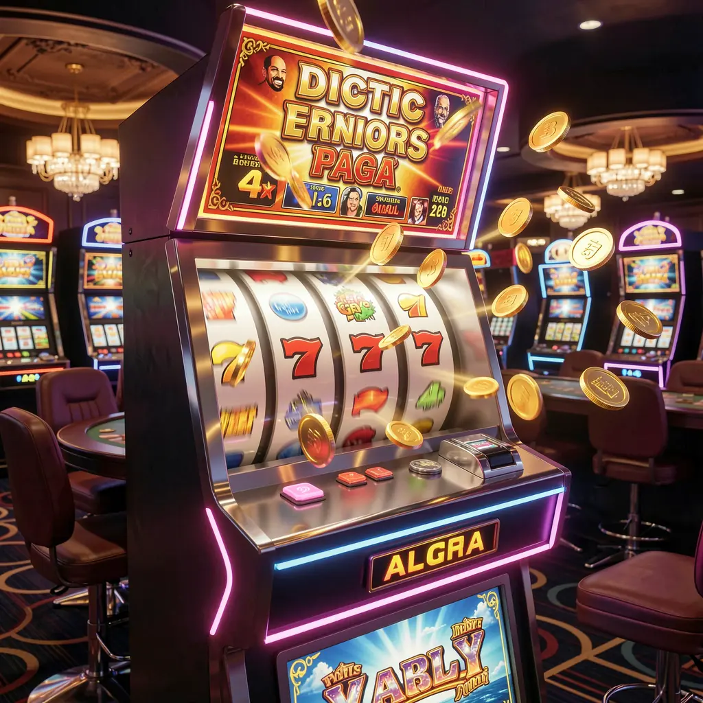 Modern digital slot machine with triple reels and vibrant lights surrounded by gold coins highlighting the premium slot experience at JK32 Malaysia